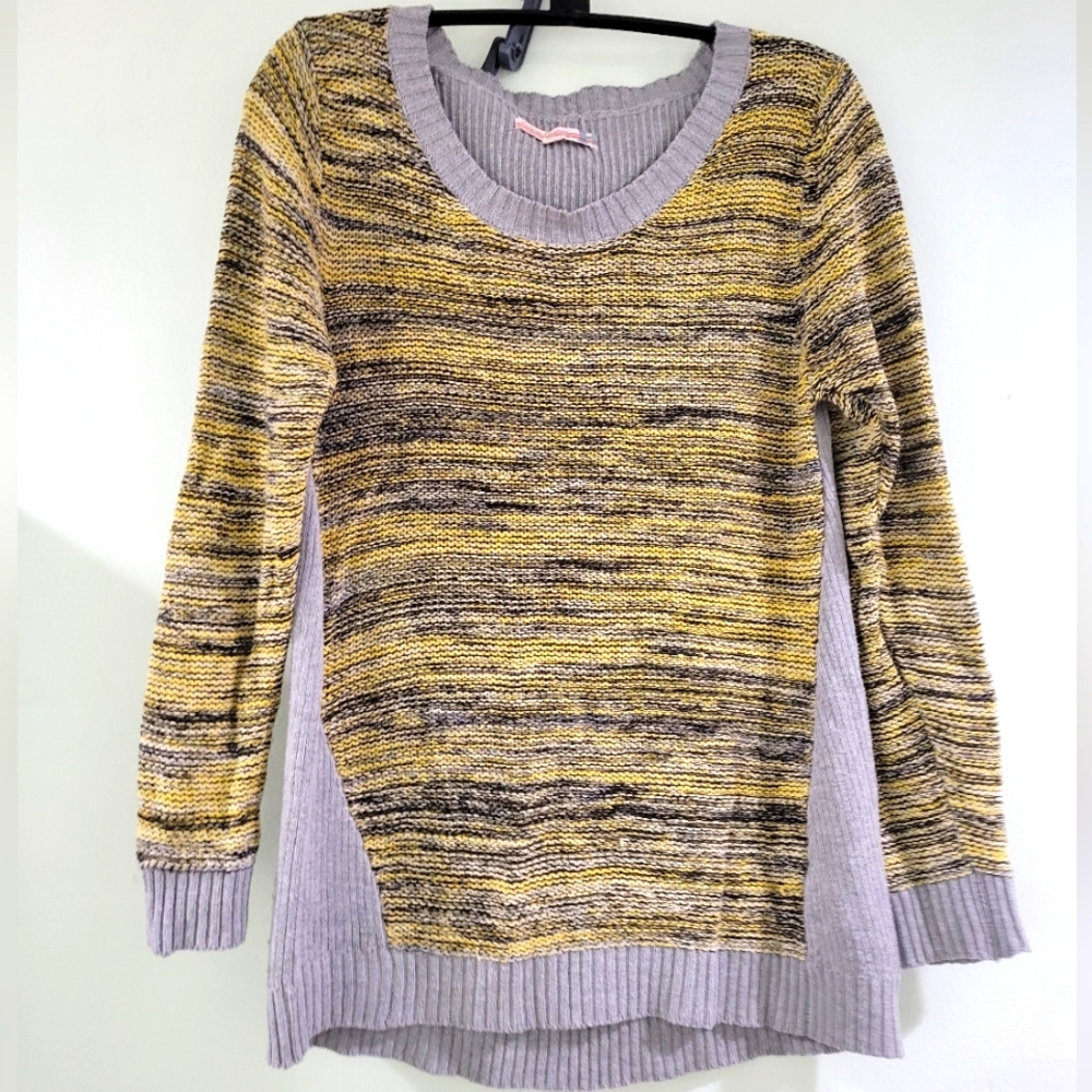 VINTAGE HAVANA YELLOW MARLED GRAY SWEATER. EUC XL